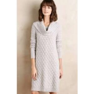 Anthropologie Sparrow knit cowl neck sweater dress gray wool blend size XS